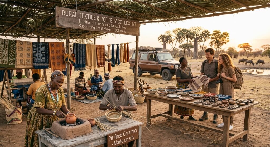 African artisan producing handmade crafts for local and tourism markets.
