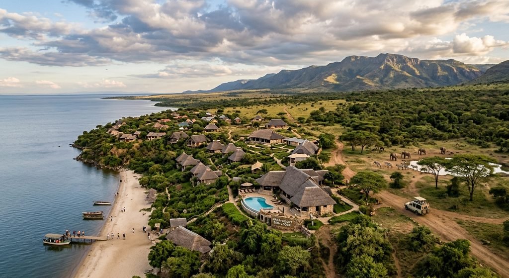 African tourism destination integrating natural landscapes and responsible tourism activities.