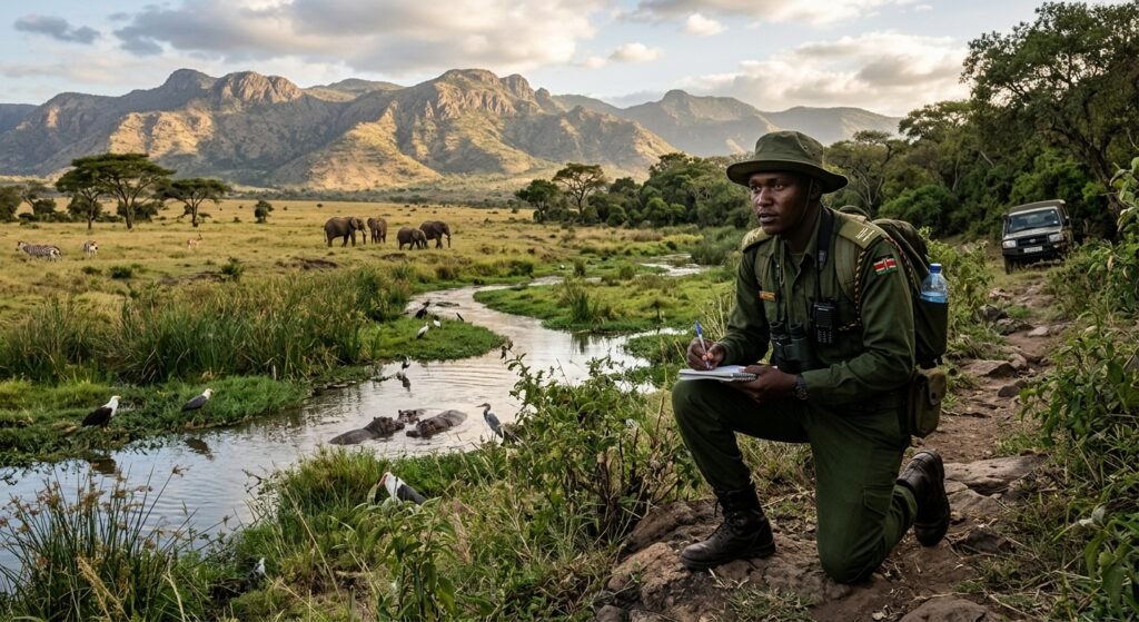 African wildlife habitat and natural landscape supporting conservation and sustainable tourism.